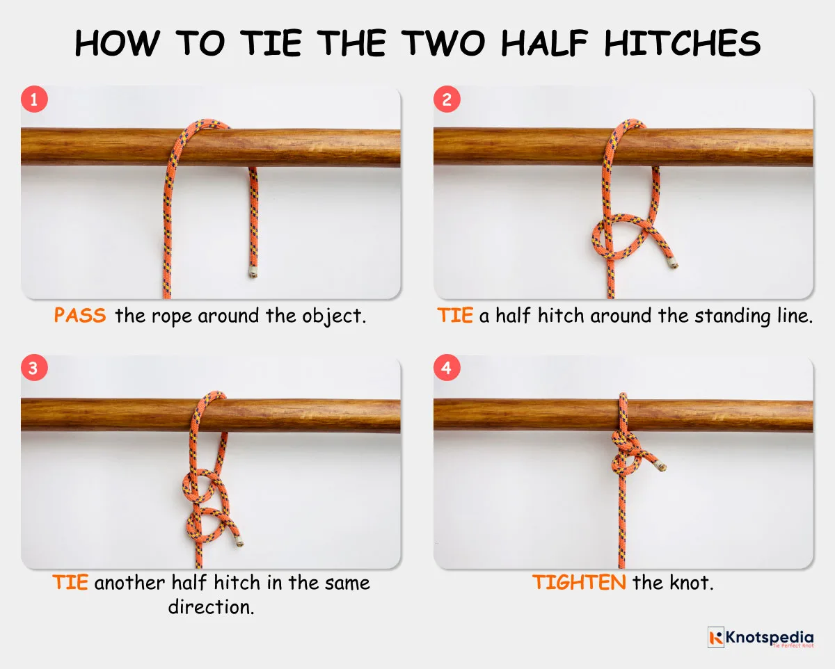 two half hitches diagram how to tie a two half hitches step by step knotspedia