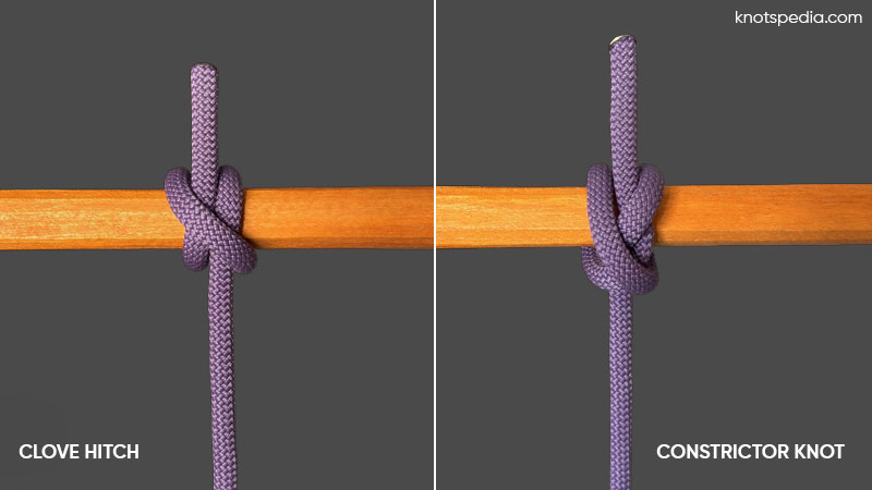 clove hitch vs constrictor knot diagram