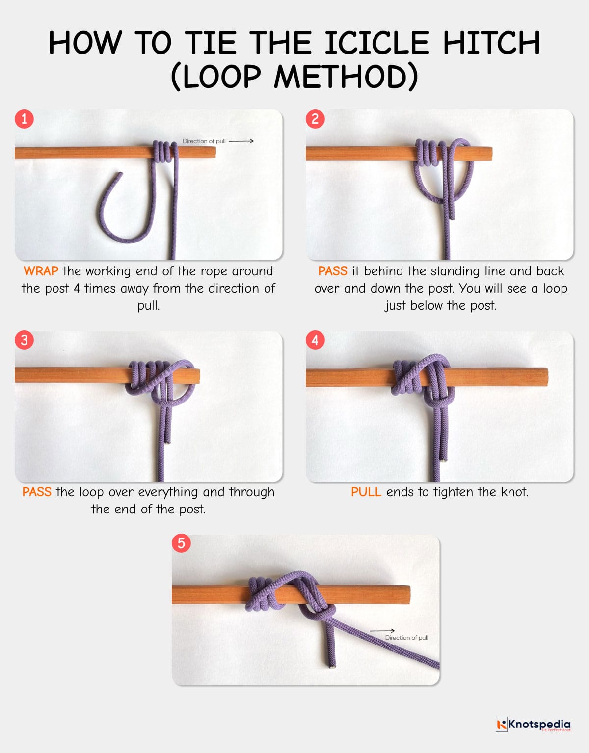 Icicle hitch loop end method how to tie the icicle hitch loop end method step by step knotspedia