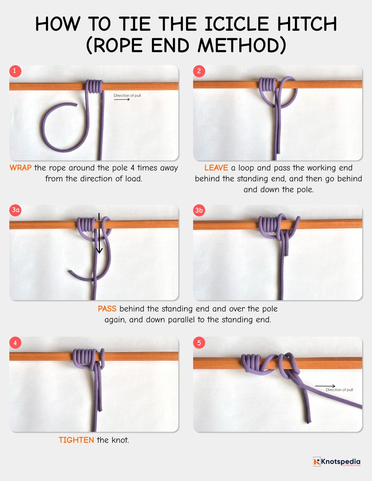 Icicle hitch rope end method how to tie the icicle hitch rope end method step by step knotspedia