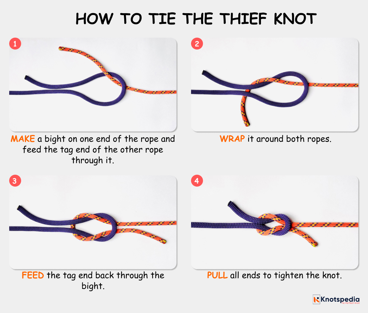 thief knot diagram how to tie a thief knot step by step knotspedia