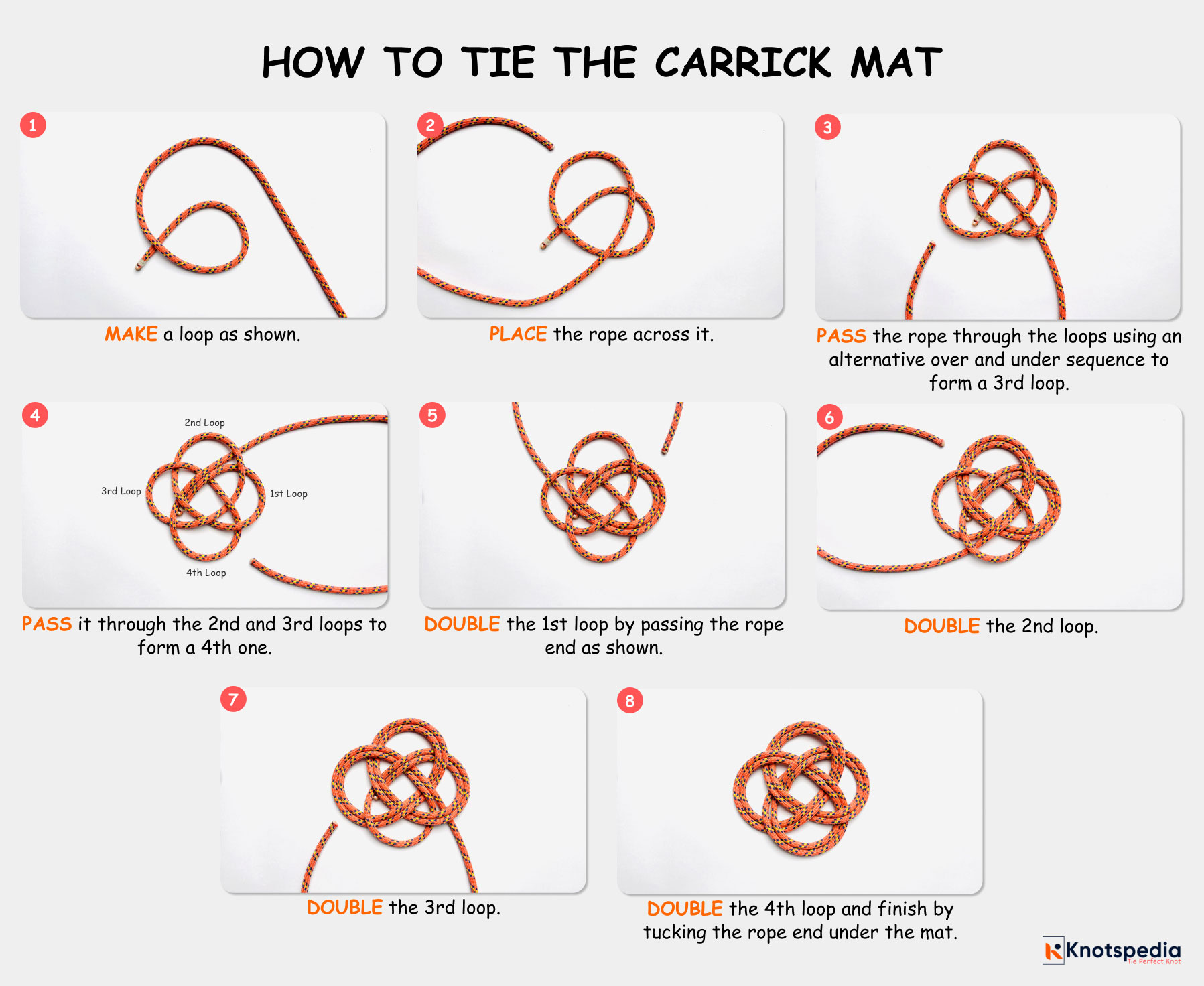 How to Tie a Carrick Bend Mat Step by Step