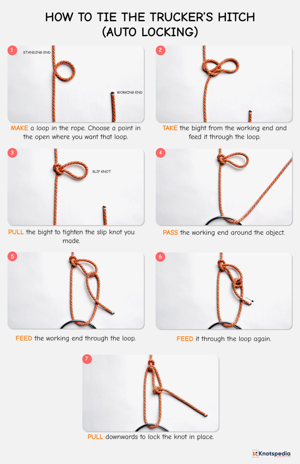Auto Block Hitch Rapelling How to Tie the Auto Locking Trucker's Hitch Step by Step