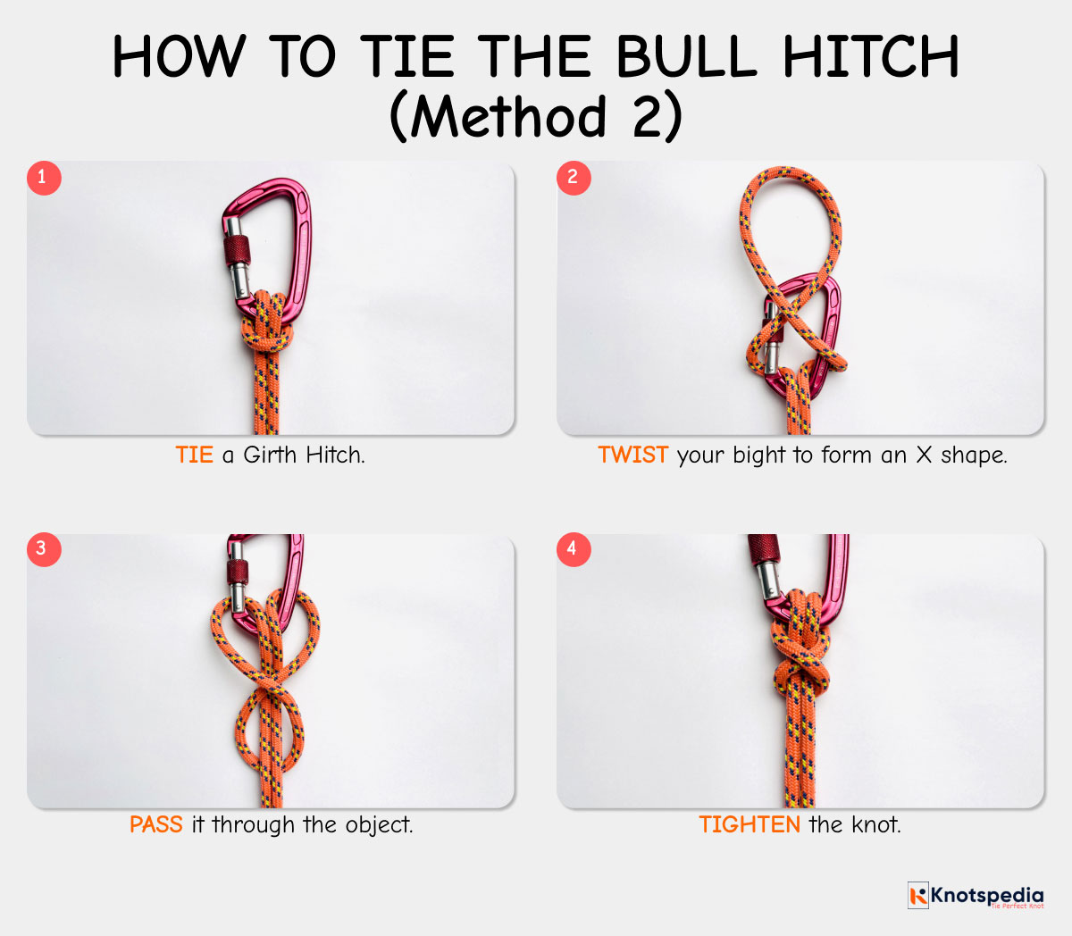 bull hitch step by step how to tie a bull hitch bight method knotspedia